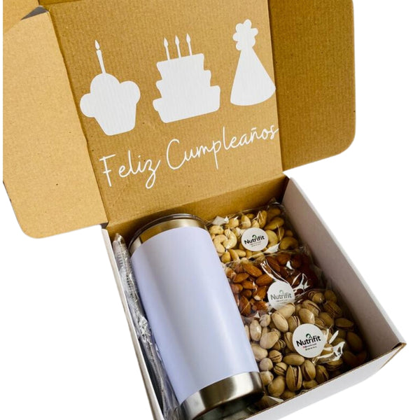 Caja Feliz Cumpleaños Termo y Frutos Secos