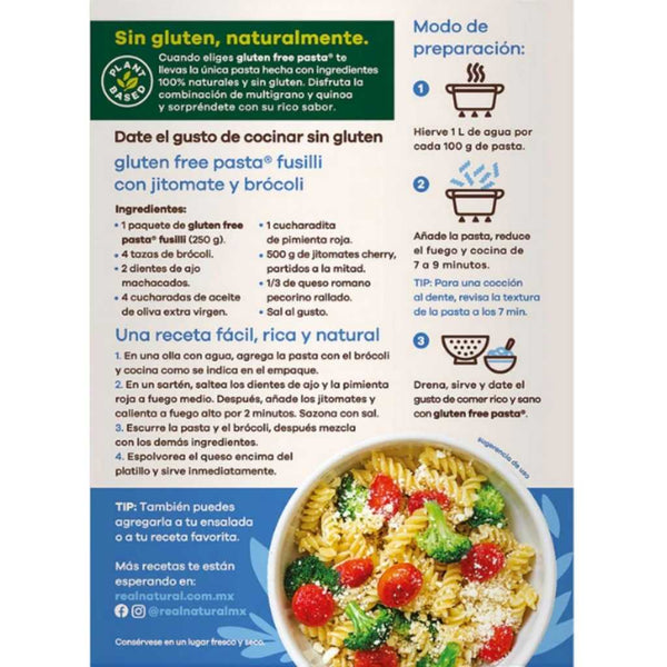 Pasta Fusilli de Quinoa y Multigrano Sin Gluten Real Natural 340 g